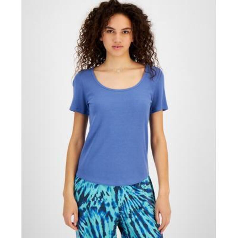 NWT Jenni Women's Ribbed Pajama Short-Sleeve Shirt - Moonlight Blue, M - Picture 1 of 1
